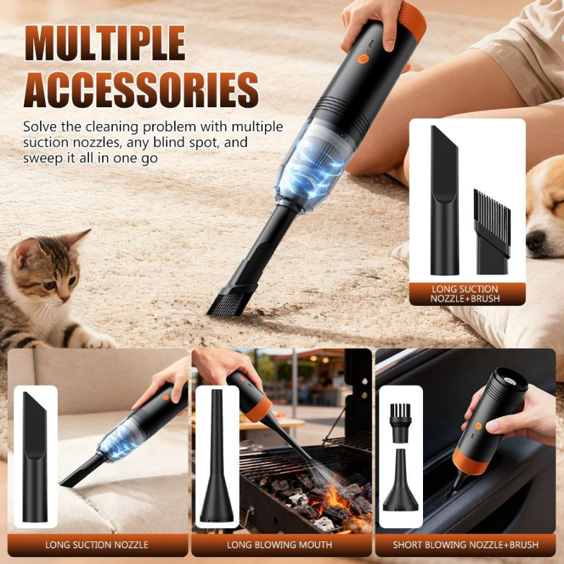 Bežični ručni usisavač za automobil i dom, mokro i suho čišćenje, 65W, usis 3100-4000Pa, ugrađena baterija 2001-2500mAh, buka ispod 36dB