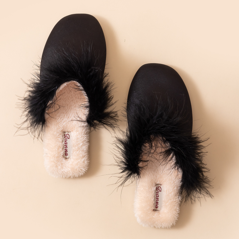 Korejski stil plosnate plišane papuče za kuću – unisex, gornji dio od tekstila, potplat od TPR, debljina potplata ispod 1,5 cm, za zimu/jesen