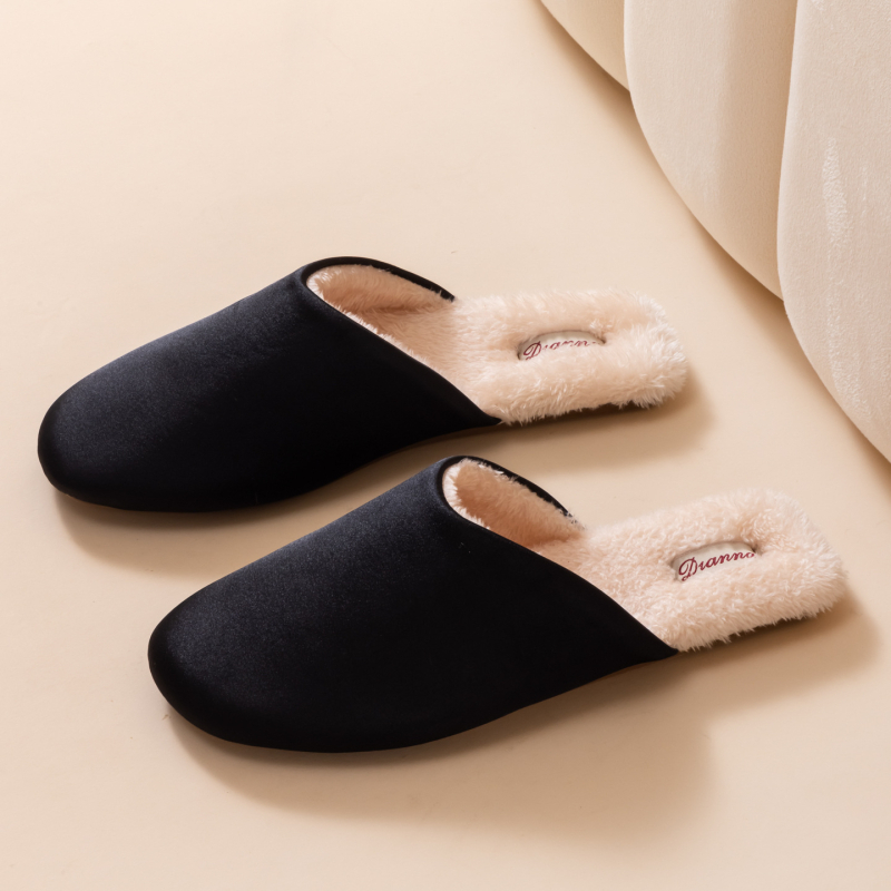 Korejski stil plosnate plišane papuče za kuću – unisex, gornji dio od tekstila, potplat od TPR, debljina potplata ispod 1,5 cm, za zimu/jesen