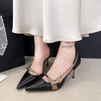 Ženske cipele s oštrim nosom, slip-on, niski mačji potplat, PU gornji dio, gumeni potplat