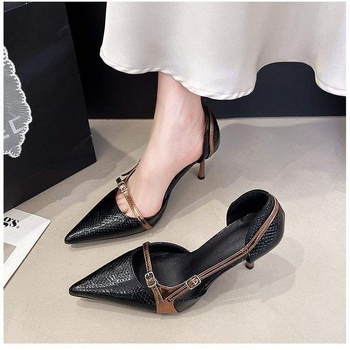 Ženske cipele s oštrim nosom, slip-on, niski mačji potplat, PU gornji dio, gumeni potplat