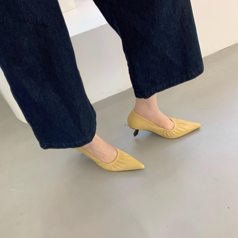 Ženske visoke potpetice s oštrim vrhom, PU gornji dio, minimalistički stil, tanka potpetica 6–8 cm