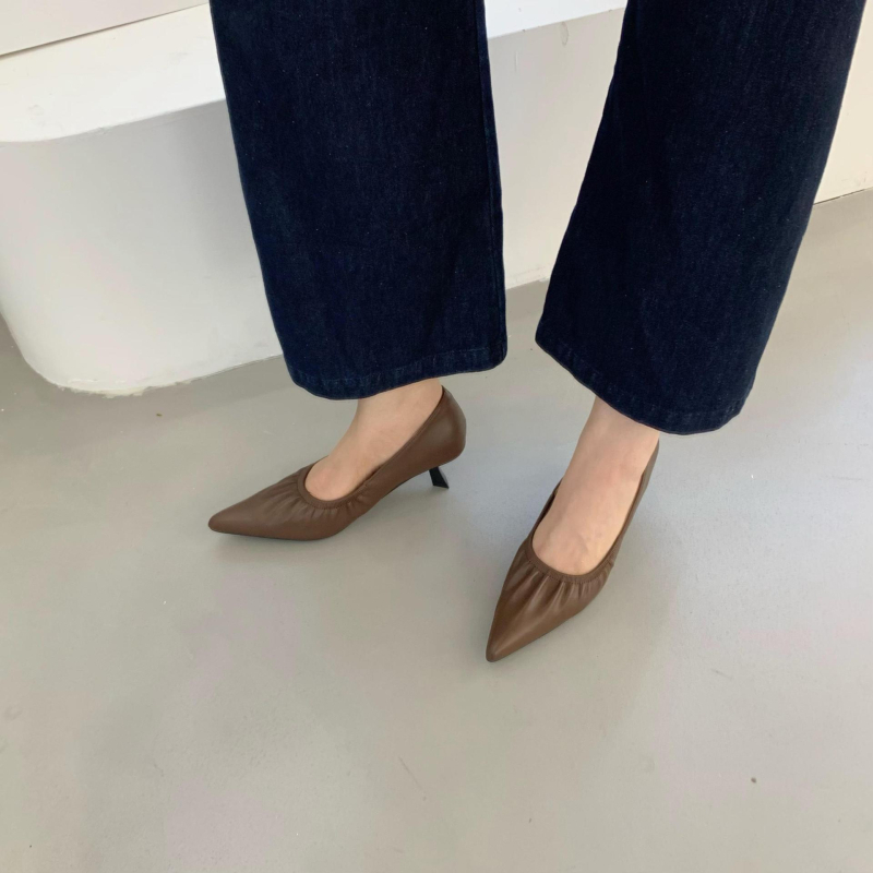 Ženske visoke potpetice s oštrim vrhom, PU gornji dio, minimalistički stil, tanka potpetica 6–8 cm