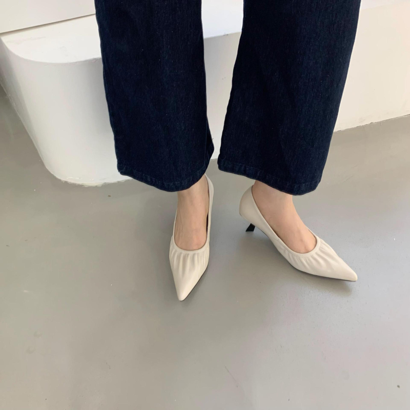 Ženske visoke potpetice s oštrim vrhom, PU gornji dio, minimalistički stil, tanka potpetica 6–8 cm
