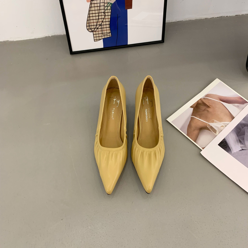 Ženske visoke potpetice s oštrim vrhom, PU gornji dio, minimalistički stil, tanka potpetica 6–8 cm