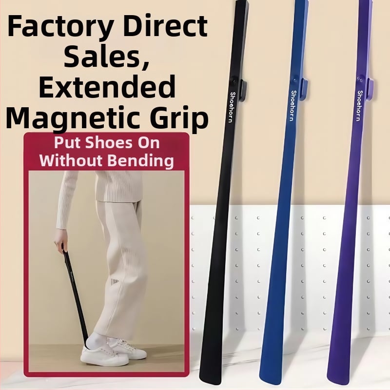 Dispozitiv pentru încălțări cu mâner lung – model Lengthened, stil Long fan shoe horn, potrivit pentru vârstnici și femei însărcinate, pentru toate sezoanele.