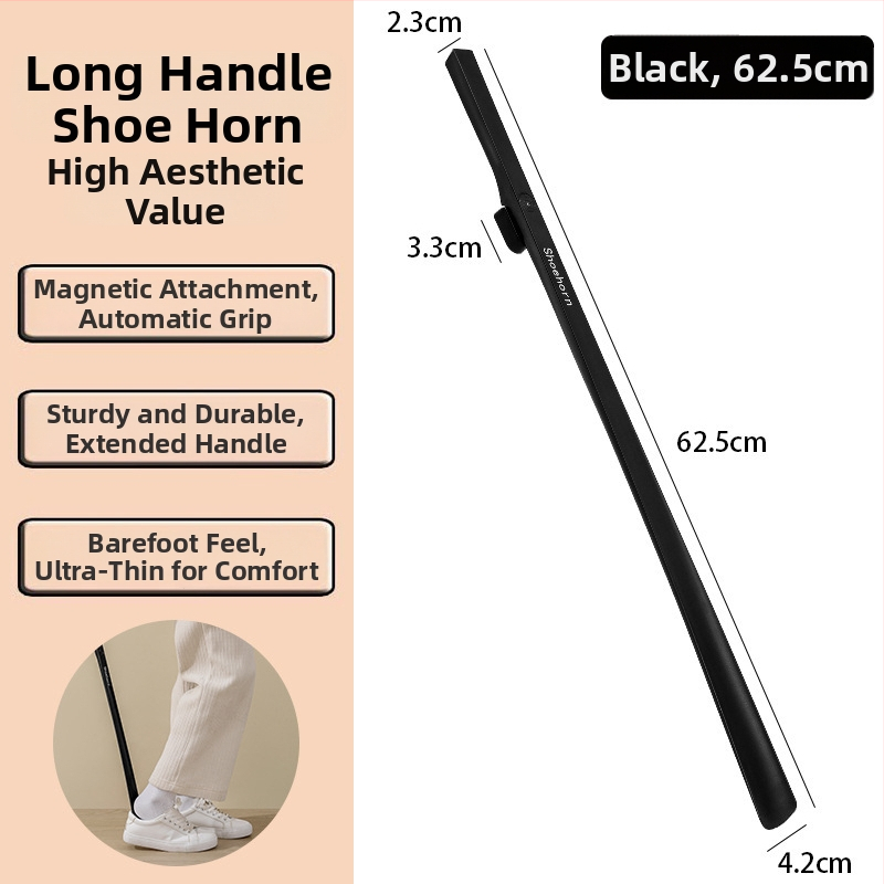 Dispozitiv pentru încălțări cu mâner lung – model Lengthened, stil Long fan shoe horn, potrivit pentru vârstnici și femei însărcinate, pentru toate sezoanele.