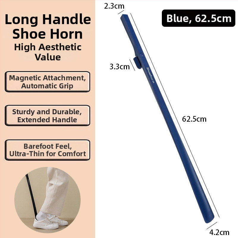Dispozitiv pentru încălțări cu mâner lung – model Lengthened, stil Long fan shoe horn, potrivit pentru vârstnici și femei însărcinate, pentru toate sezoanele.