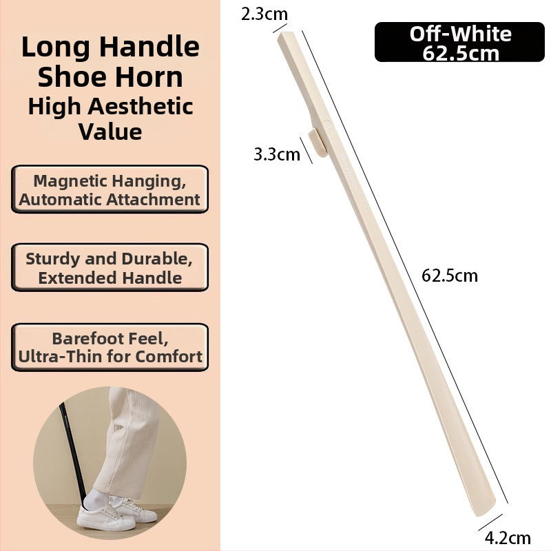 Dispozitiv pentru încălțări cu mâner lung – model Lengthened, stil Long fan shoe horn, potrivit pentru vârstnici și femei însărcinate, pentru toate sezoanele.