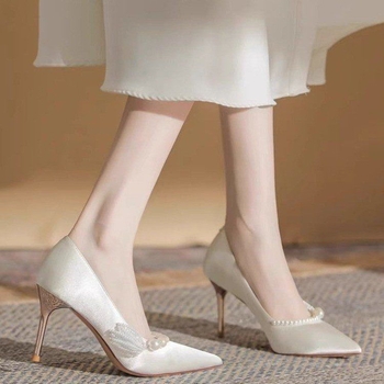 Vjenčane Mary Jane cipele, otvoreni prsti, niski mačji potpetica, slip-on, gornji materijal od više materijala