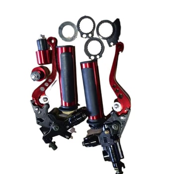 CNC мотоциклетна хидравлична дискова спирачка със съединител и ръчна спирачка – комплект с тапи за кормило (универсален)