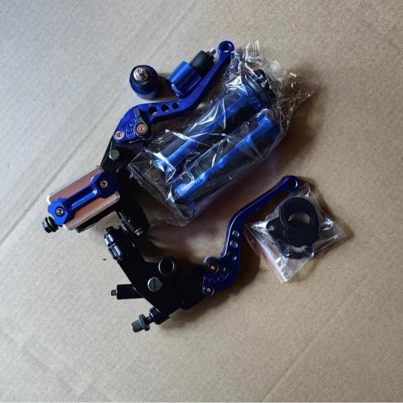 CNC мотоциклетна хидравлична дискова спирачка със съединител и ръчна спирачка – комплект с тапи за кормило (универсален)