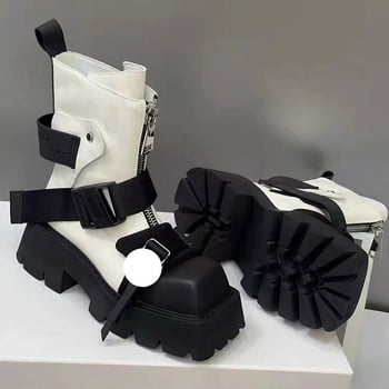 Ženske Martin čizme (kvadratni vrh; do potkoljenice; 6–8 cm visina potpetice; gornji materijal mikrovlakno; prednji zatvarač)