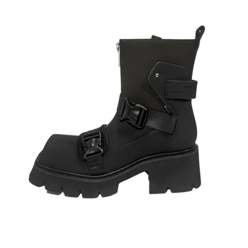 Ženske Martin čizme (kvadratni vrh; do potkoljenice; 6–8 cm visina potpetice; gornji materijal mikrovlakno; prednji zatvarač)