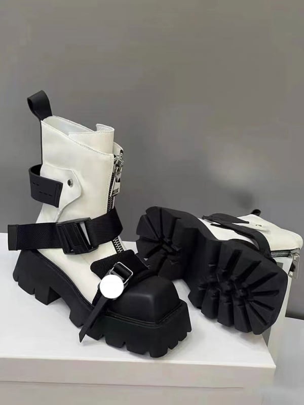 Ženske Martin čizme (kvadratni vrh; do potkoljenice; 6–8 cm visina potpetice; gornji materijal mikrovlakno; prednji zatvarač)