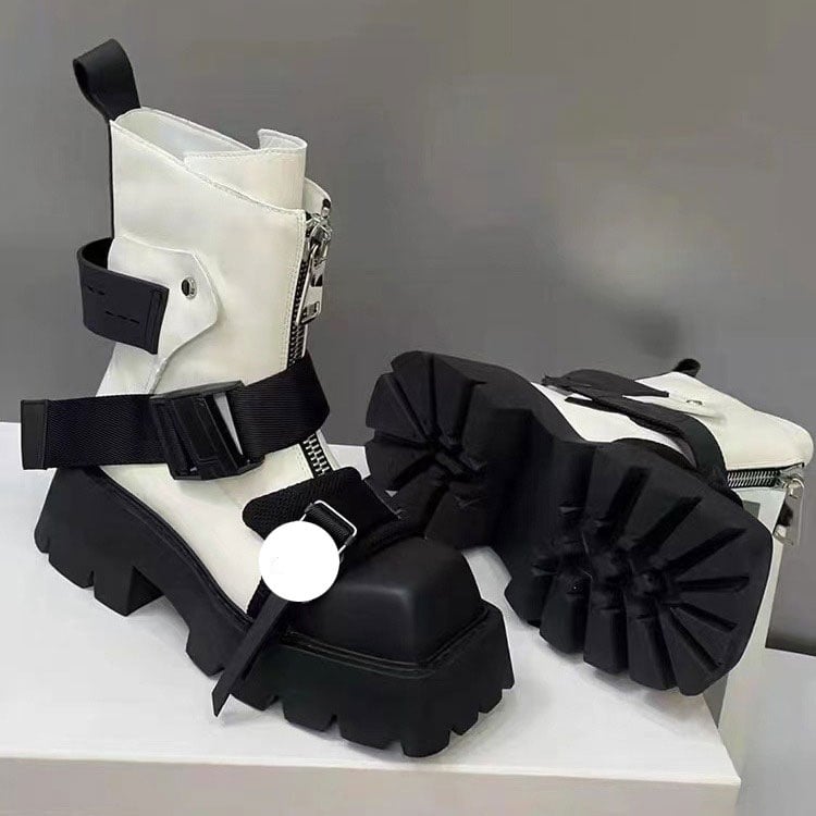 Ženske Martin čizme (kvadratni vrh; do potkoljenice; 6–8 cm visina potpetice; gornji materijal mikrovlakno; prednji zatvarač)