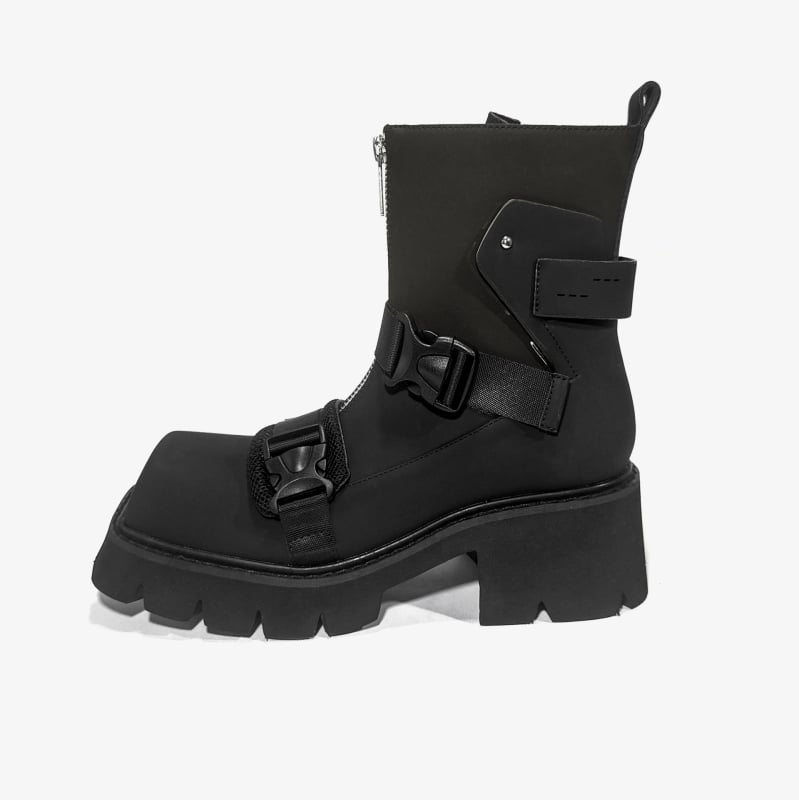 Ženske Martin čizme (kvadratni vrh; do potkoljenice; 6–8 cm visina potpetice; gornji materijal mikrovlakno; prednji zatvarač)