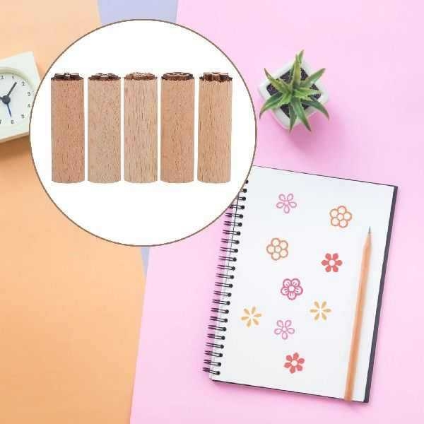 Dječji žigovi — 5 kom, ABS plastika, drveni teksturni dizajn