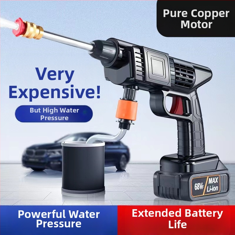 Prenosný bezdrôtový pištol na umývanie áut s Li-ion batériou 12V, 150W, 0,8 MPa, hadica 5–10 m