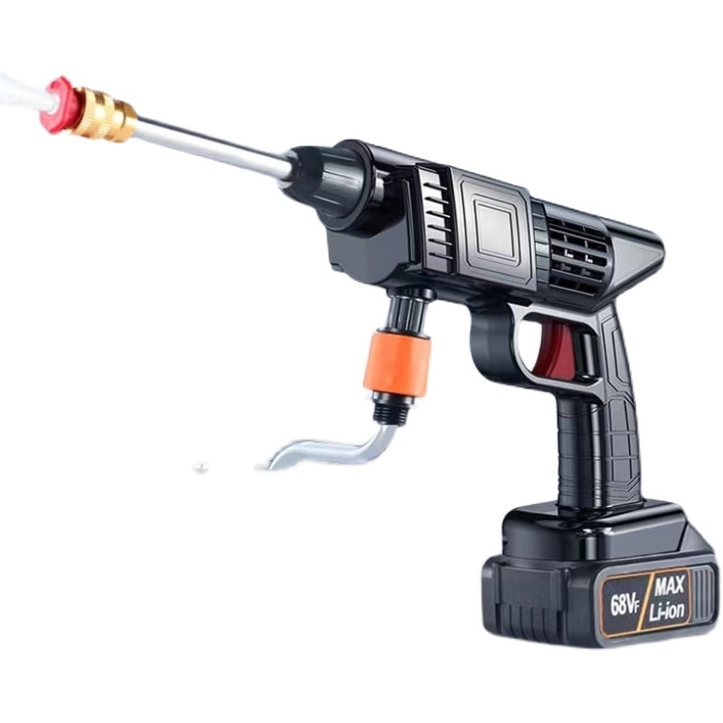 Pistol portabil de spălat auto, alimentat de baterie litiu 12V, 150W, 0,8 MPa, furtun de 5–10 m