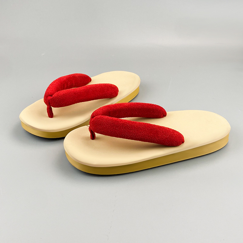 Ženske japanskog stila klompe, PU gornji dio, PVC đon, uzorak ribje kosti, casual, ljeto 2024