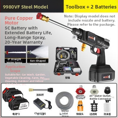 Bezdrôtová vysokotlaká pištoľ na umývanie áut, 21V lítium model, elektrický pohon, pre umývanie áut, postrek rastlín a záhrady, domáce upratovanie, tlak 2,5–25 MPa