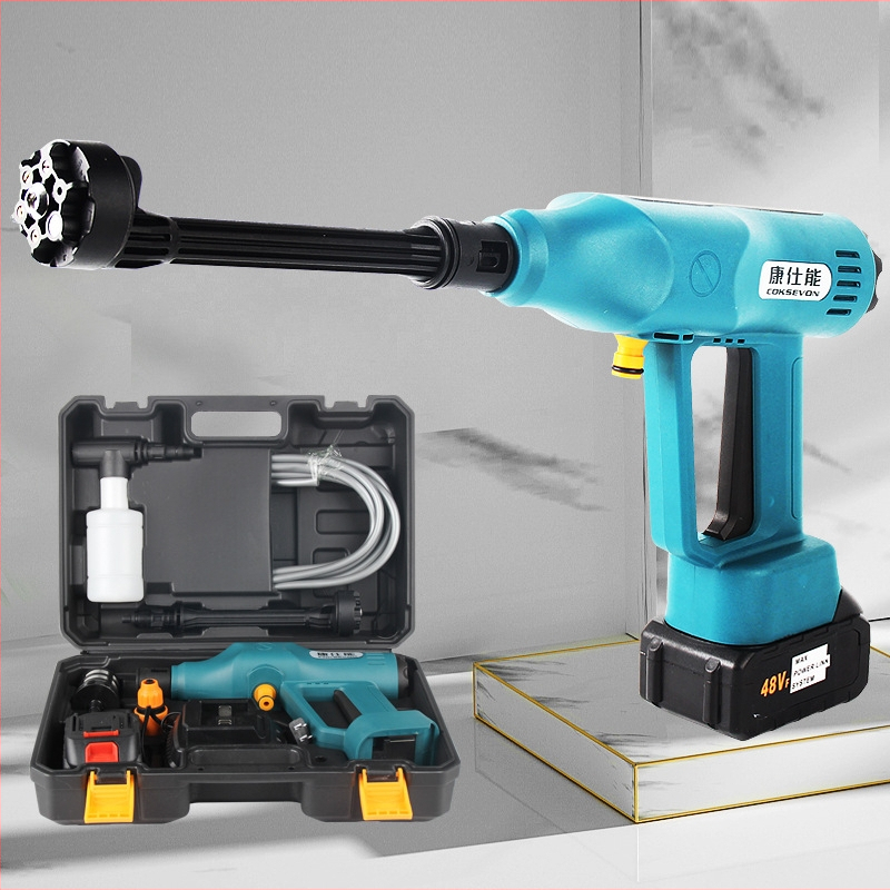 Bezdrôtový bezkartáčový čistič auta s lítiovou batériou, nabíjateľný, vysokotlakové pištoľ na vodu, prenosný (21V, 50)