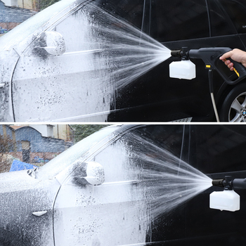 Bežični pištolj za pjenu za pranje automobila – prenosni, plastična glava i držak; raspršivanje 5–10 m; napajanje 24V; kompatibilan s bežičnim akumulatorskim uređajima za pranje automobila.