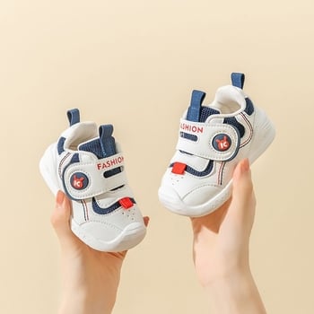 Παιδικά αθλητικά παπούτσια για νήπια – επάνω μέρος από μικροϊνι δέρμα, αντιολισθητική σόλα, 12–36 μηνών, καρτούν εκτύπωση