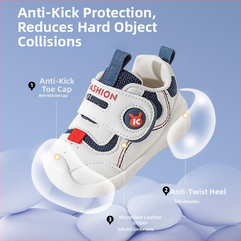 Παιδικά αθλητικά παπούτσια για νήπια – επάνω μέρος από μικροϊνι δέρμα, αντιολισθητική σόλα, 12–36 μηνών, καρτούν εκτύπωση