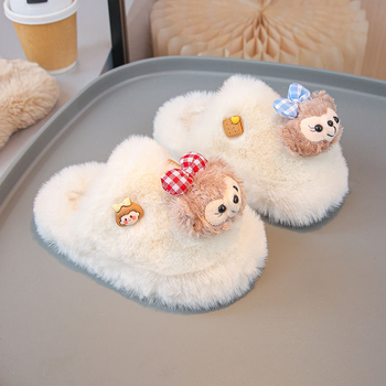 Dječje papuče za djevojčice s gornjim dijelom od pamuka, gumom na potplatu, crtani uzorak, korejski stil (1–3 godine)