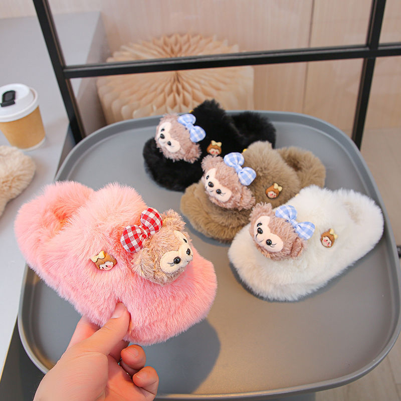 Dječje papuče za djevojčice s gornjim dijelom od pamuka, gumom na potplatu, crtani uzorak, korejski stil (1–3 godine)