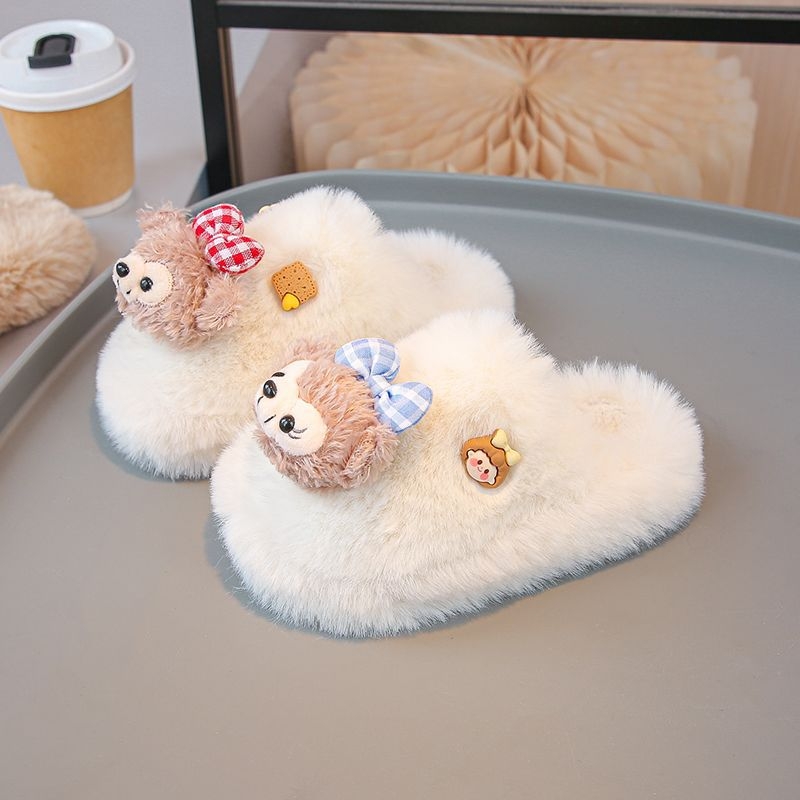 Dječje papuče za djevojčice s gornjim dijelom od pamuka, gumom na potplatu, crtani uzorak, korejski stil (1–3 godine)