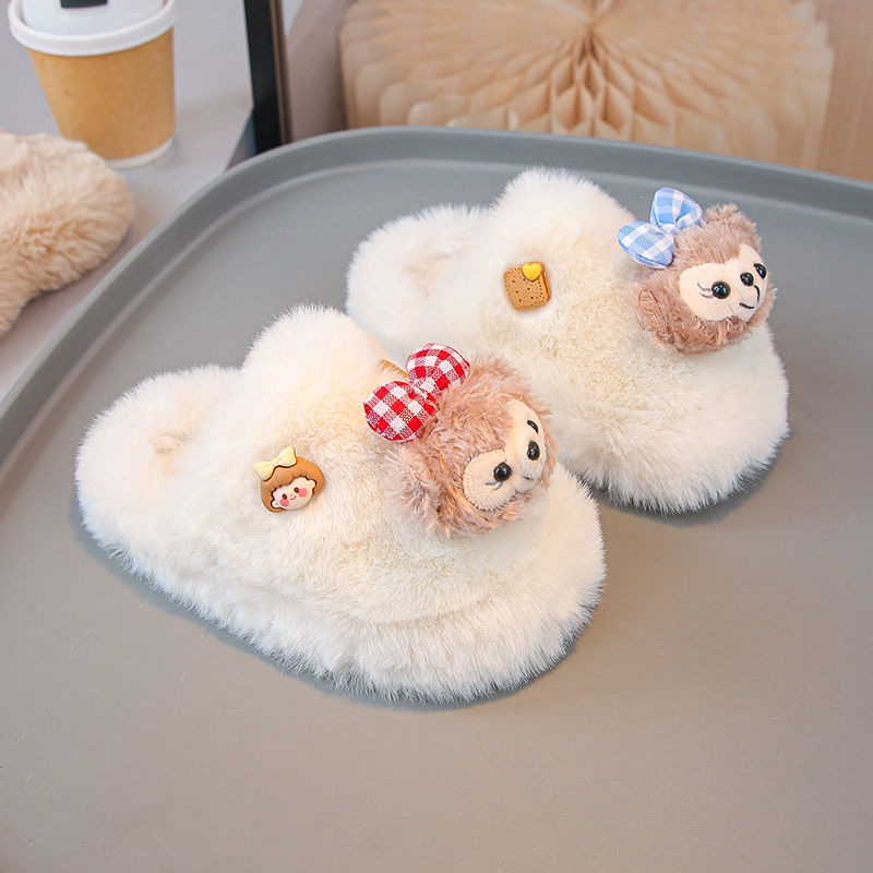 Dječje papuče za djevojčice s gornjim dijelom od pamuka, gumom na potplatu, crtani uzorak, korejski stil (1–3 godine)
