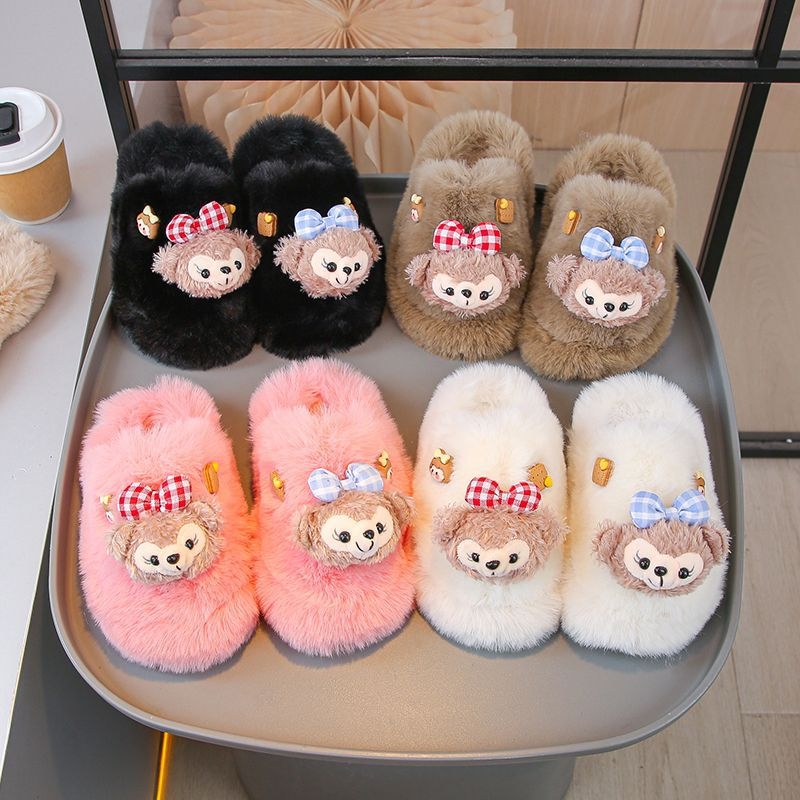 Dječje papuče za djevojčice s gornjim dijelom od pamuka, gumom na potplatu, crtani uzorak, korejski stil (1–3 godine)