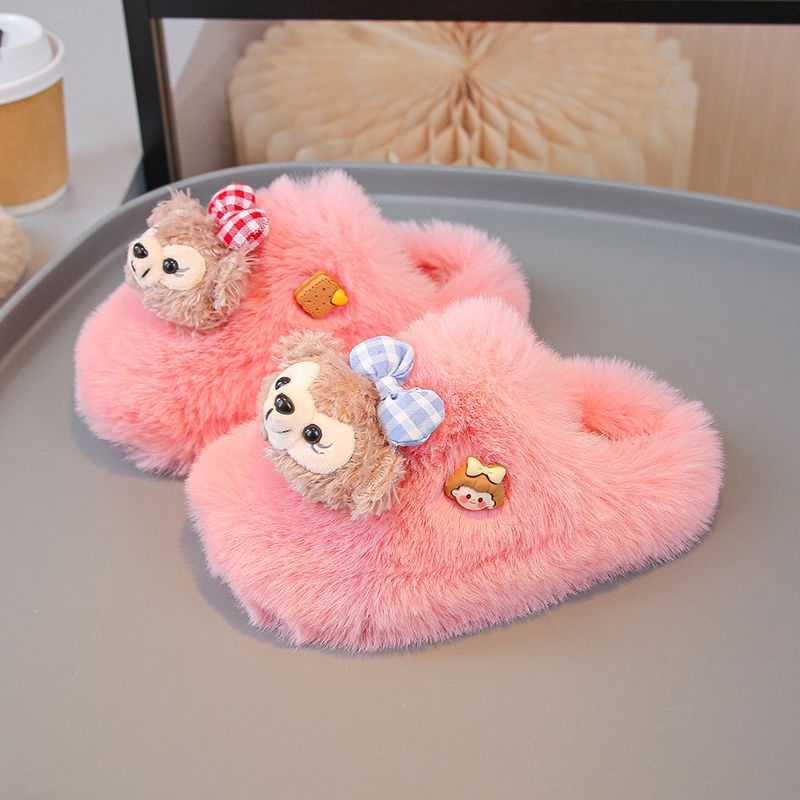 Dječje papuče za djevojčice s gornjim dijelom od pamuka, gumom na potplatu, crtani uzorak, korejski stil (1–3 godine)