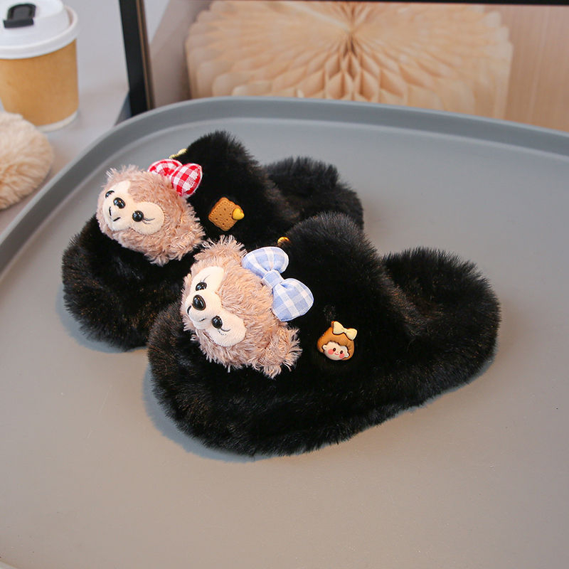 Dječje papuče za djevojčice s gornjim dijelom od pamuka, gumom na potplatu, crtani uzorak, korejski stil (1–3 godine)