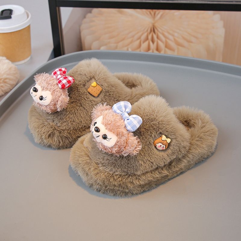 Dječje papuče za djevojčice s gornjim dijelom od pamuka, gumom na potplatu, crtani uzorak, korejski stil (1–3 godine)