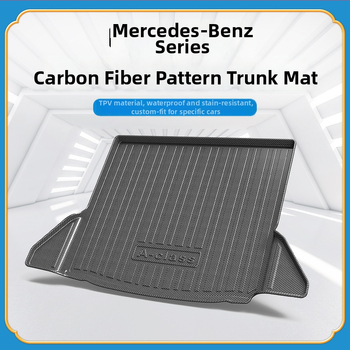 TPV podložka do kufra s karbónovým vzorom pre Mercedes-Benz GLE, GLK, GLC, GLB, GLS, GLA a CLA — personalizácia k dispozícii; licencovaná súkromná značka