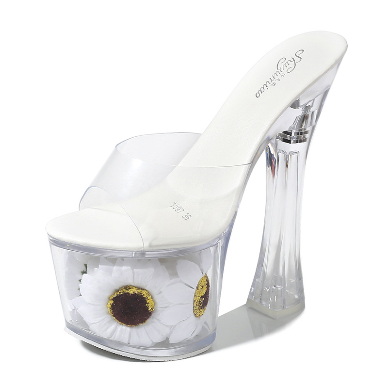 Sandale korejskog stila s srednjom petom 3–5 cm, PVC gornji dio, gumena potplata, vodootporna platforma, pogodne za banket