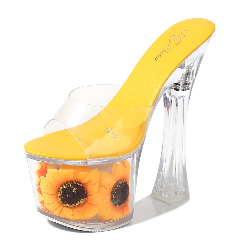 Sandale korejskog stila s srednjom petom 3–5 cm, PVC gornji dio, gumena potplata, vodootporna platforma, pogodne za banket
