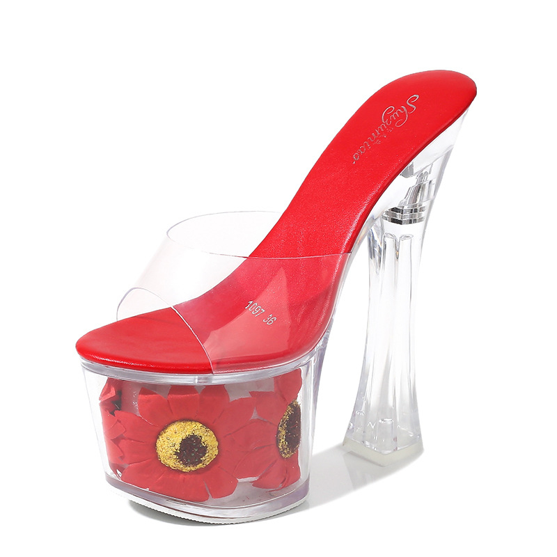 Sandale korejskog stila s srednjom petom 3–5 cm, PVC gornji dio, gumena potplata, vodootporna platforma, pogodne za banket