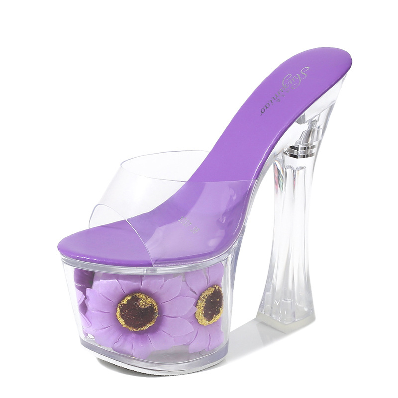 Sandale korejskog stila s srednjom petom 3–5 cm, PVC gornji dio, gumena potplata, vodootporna platforma, pogodne za banket