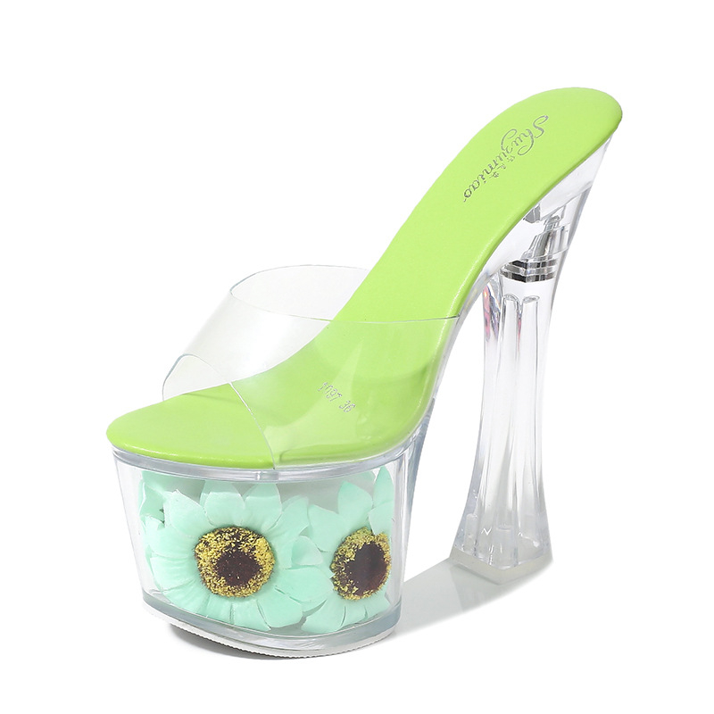 Sandale korejskog stila s srednjom petom 3–5 cm, PVC gornji dio, gumena potplata, vodootporna platforma, pogodne za banket