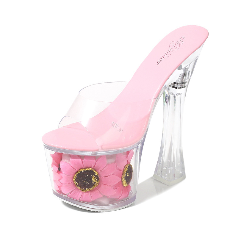 Sandale korejskog stila s srednjom petom 3–5 cm, PVC gornji dio, gumena potplata, vodootporna platforma, pogodne za banket