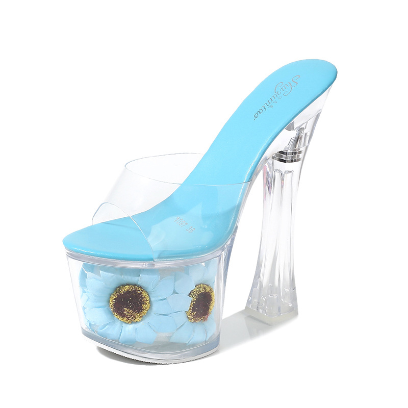 Sandale korejskog stila s srednjom petom 3–5 cm, PVC gornji dio, gumena potplata, vodootporna platforma, pogodne za banket
