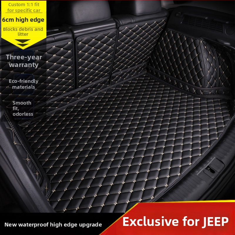 Kožená rohož do batožinového priestoru, plná ochrana pre modely Jeep SUV – značka Jiamai, možnosť prispôsobenia, päťhviezdičkové hodnotenie.