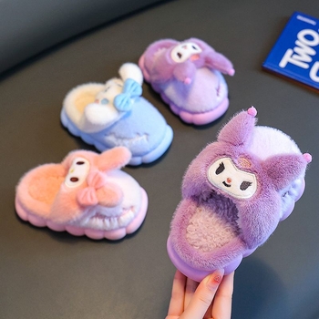 Dječje pamučne papuče za zimu – unutarnje kućne cipele za djevojčice s crtani lik princeze, 1–3 godine, potplat PVC