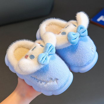 Dječje pamučne papuče za zimu – unutarnje kućne cipele za djevojčice s crtani lik princeze, 1–3 godine, potplat PVC