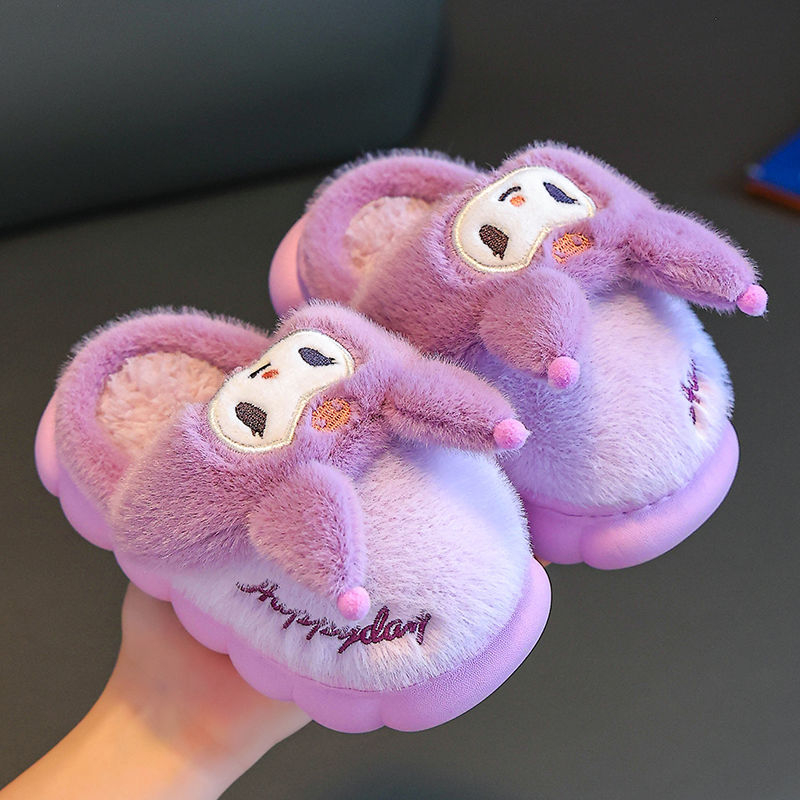 Dječje pamučne papuče za zimu – unutarnje kućne cipele za djevojčice s crtani lik princeze, 1–3 godine, potplat PVC